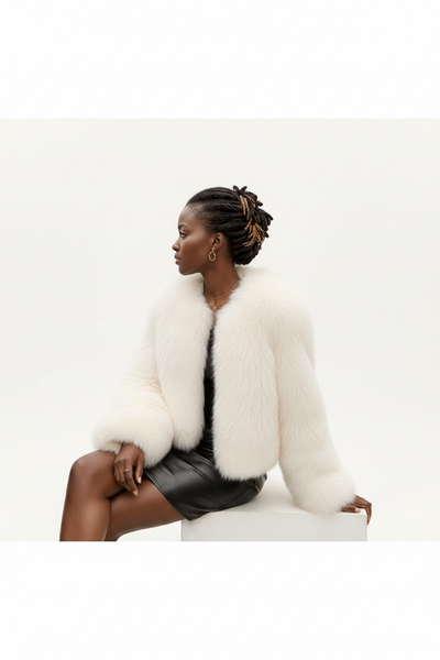 Kate Faux Fur Jacket White - Image 1
