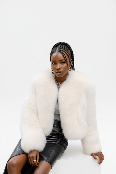 Kate Faux Fur Jacket White - Image 2