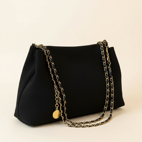 Isla Faux Suede Bag Black — Angle Clean