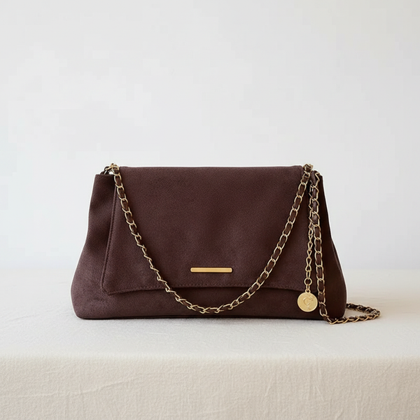 Isla Faux Suede Bag Chocolate — Product Shot
