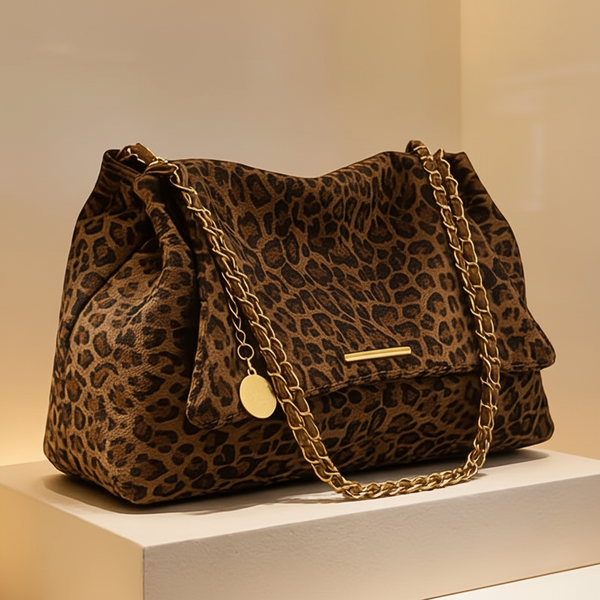 Isla Faux Suede Bag Leopard — Angle