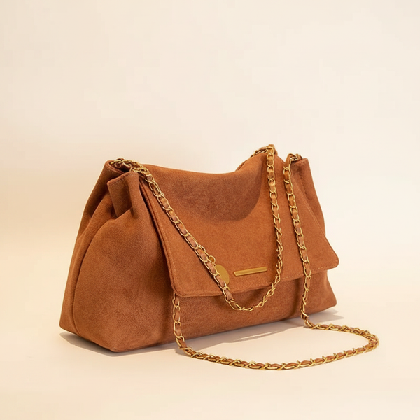 Isla Faux Suede Bag Rust — Angle