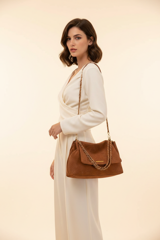 Isla Faux Suede Bag Rust — Lifestyle