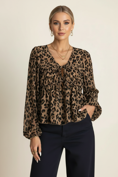 Leopard Print Top — Cream Background 2