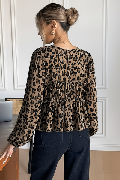 Leopard Print Top — Cream Background Back View