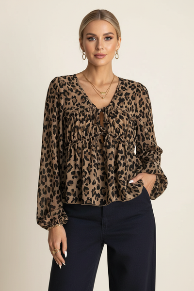 Leopard Print Top — Cream Background