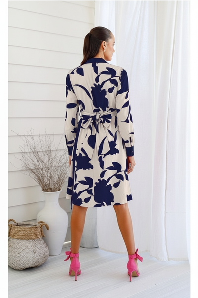 Lux Champagne Navy Dress — Back