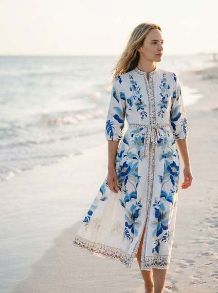 Maxi Shirt Dress — On Model - Beach Walk Luxury | Generated by Modelize