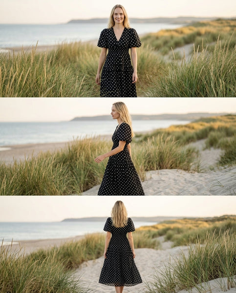 Midi dress — On Model - Coastal Editorial | Generated by Modelize