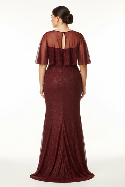 Rene Formal Dress Curve Burgundy — Size 18 Model, Back (revised 2)