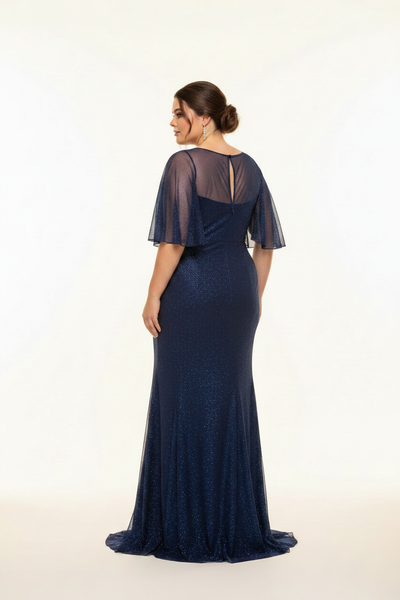 Rene Formal Dress Curve Navy — Size 18 Model, Back (revised)