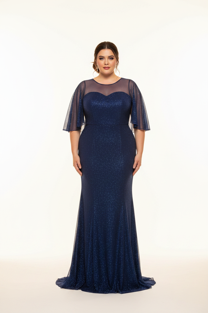 Rene Formal Dress Curve Navy — Size 18 Model, Front