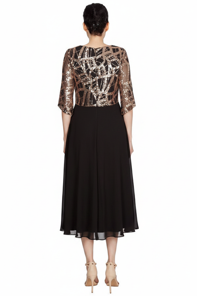 Ronnie Formal Dress Curve Black Gold — Size 18 Model, Back