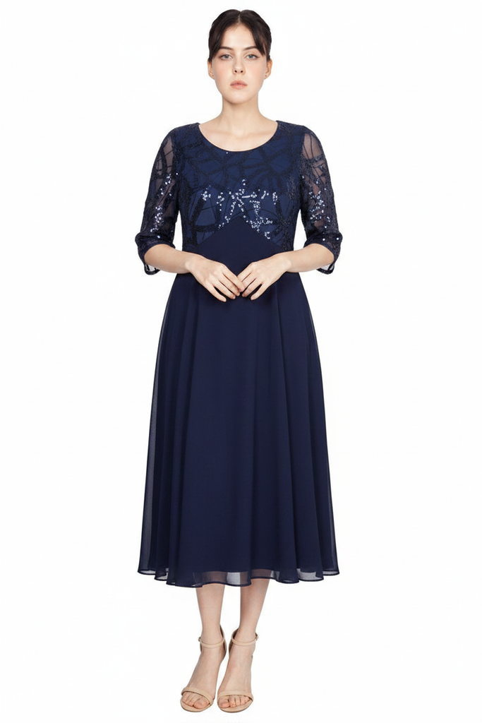 Ronnie Formal Dress Curve Navy — Size 18 Model, Front