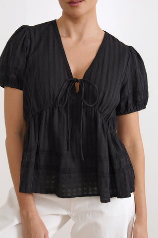 Rylan Cotton Peplum Top Black
