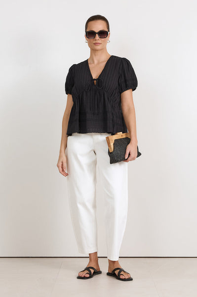 Rylan Cotton Peplum Top Black