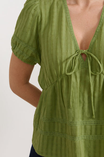 Rylan Cotton Peplum Top Green