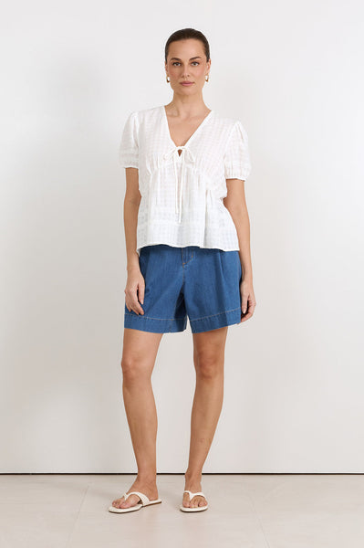 Rylan Cotton Peplum Top Ivory