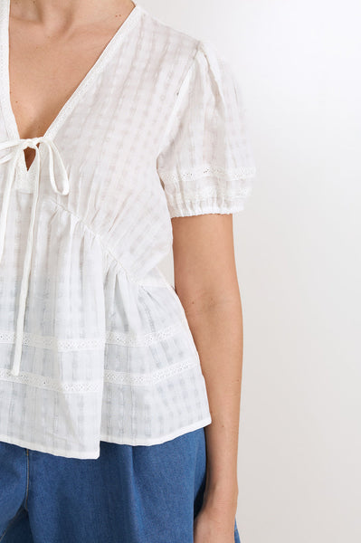 Rylan Cotton Peplum Top Ivory