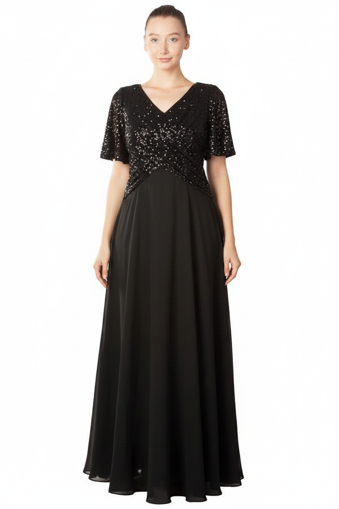 Sari Formal Dress Curve Black — Size 18 Model, Front