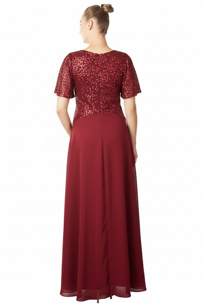 Sari Formal Dress Curve Burgundy — Size 18 Model, Back