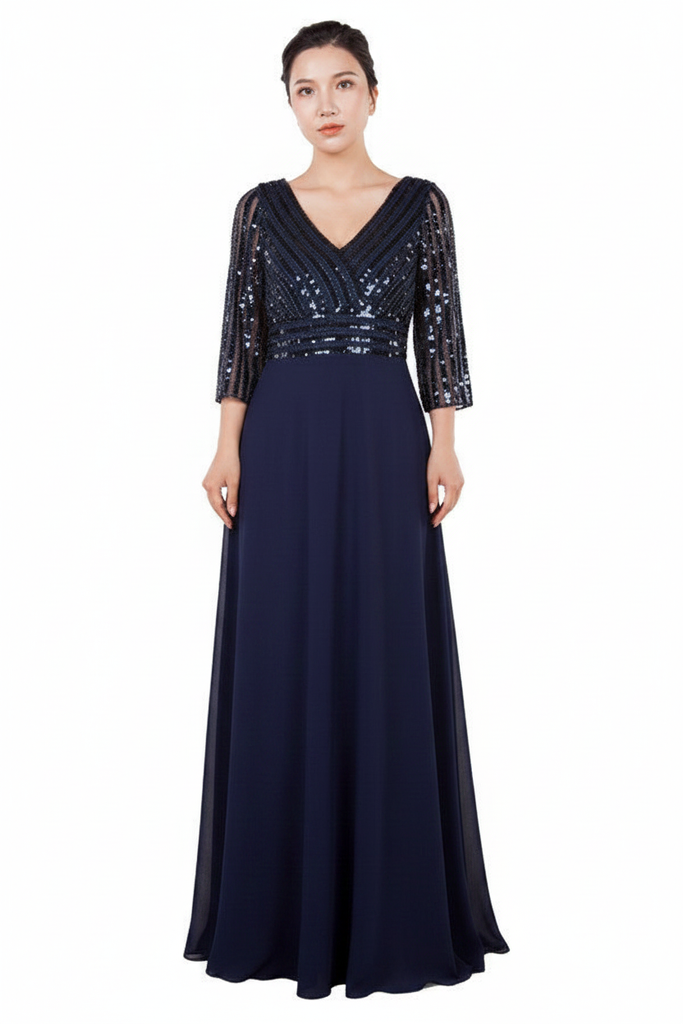 Sasha Formal Dress Curve Navy — Size 18 Model, Front