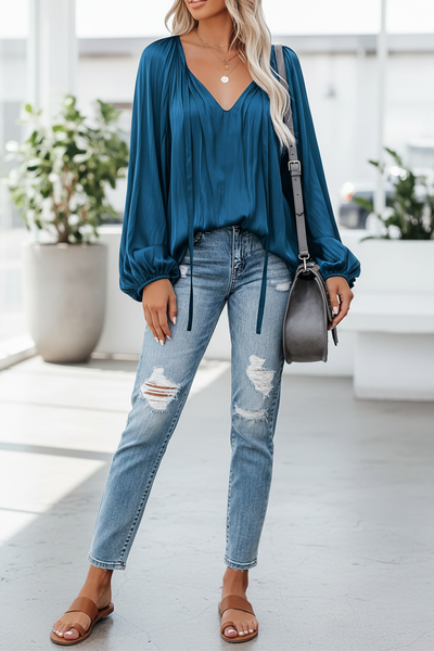 Savannah Blouse Sea Blue – Front