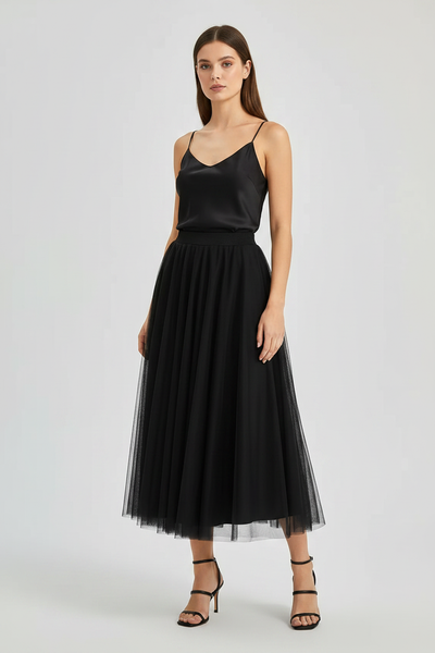Scarlet Mesh Skirt Black – Front