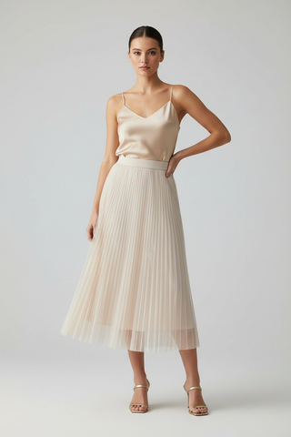 Scarlet Mesh Skirt Champagne – Front