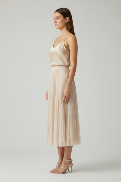 Scarlet Mesh Skirt Champagne – Side