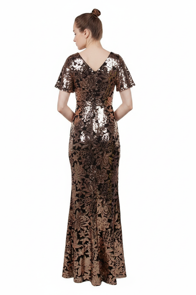 Shania Formal Dress Curve Black Gold — Size 18 Model, Back