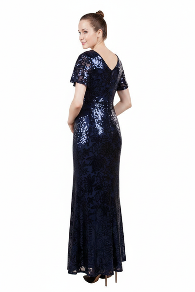 Shania Formal Dress Curve Navy — Size 18 Model, Back