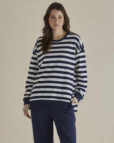 Easy Crew Sweat Navy Stripe