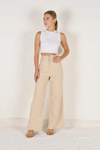 Isla Stretch Wide Leg Beige