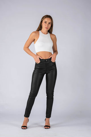 Leather Look Jeans Black