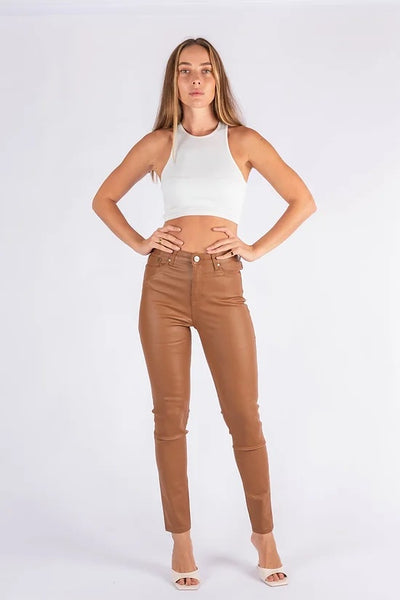 Leather Look Jeans Rust