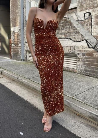 Citi Sequin Dress Copper